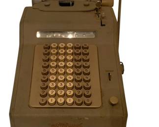 197 - Vintage National Adding Machine 10"x17"x11" (Description): A mid-century office calculating machine in working-age condition. Measures 10" x 17" x 11". Used as is electric/electronic/mechanical item. No guarantee all components, untested.