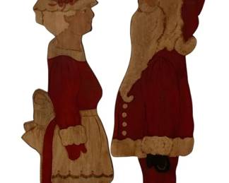 421 - Wood Santa & Mrs. Claus Figures 31"x8"x6" ea