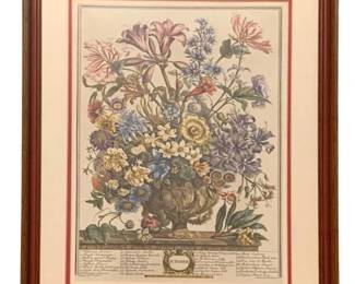 409 - Framed "12 Months of Flowers" Oct Print 21.5x17 (Description): Measures 21 1/2 inches by 17 inches.