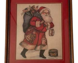 184 - Framed Santa Print 21.5"x17.5" (Description): .