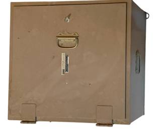 488 - Victor Treasure Chest - Insulated Filing Device (Description): 11"x19"x18" - Victor metal insulated filing device with key.