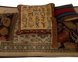 204 - Assorted Decorative Textile Pillows & Rugs