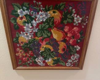Needlepoint Fruit and Flower Tapestry