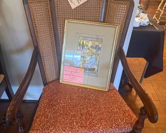 Vintage High Back Cane Chair