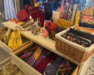 Women’s Shoes, Wallets and Makeup Bags. Nice selection of Men’s Ties