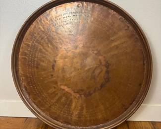 Large Hand Hammered Copper Wall Hanging Tray Decorative Round Charger 32 Inch