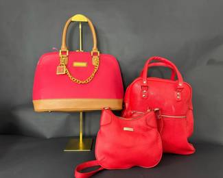 Joy IMAN, Cole Haan Red Faux Leather Handbags Purse Collection 3 Pieces