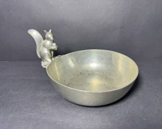 Just Andersen Denmark Pewter Squirrel Nut Bowl Dish No. 836 Art Deco