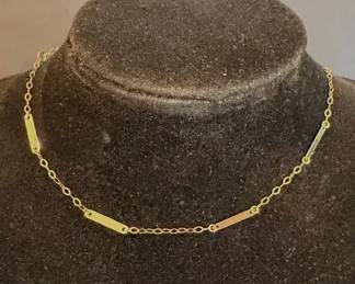 a0.93g 14K Gold Bar Link Chain Necklace