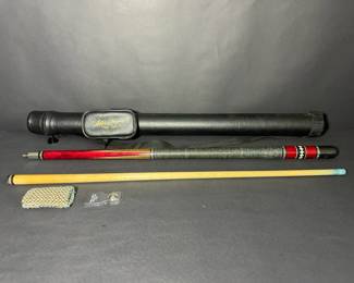 Harvey Custom Pool Cue with Hard Case Shaft Cleaner and Cue Tip Magnifier