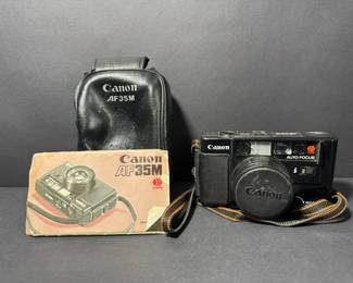 Canon AF35M Sure Shot 35mm Autofocus Film Camera with Case Manual Strap Untested