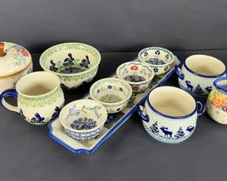Polish Pottery Assortment with Unikat, Andy Bolesawiec Pieces
