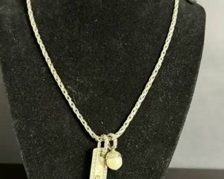 34g Bali 18K Sterling Silver Necklace with Heart Pearl Charms