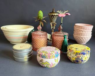 Eclectic Home Decor Collection with Ballard Designs, Candles Ceramic Bowls