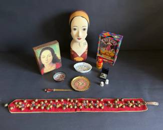 Eclectic Folk Art Vintage Curios Collection with Animated Circus Music Box