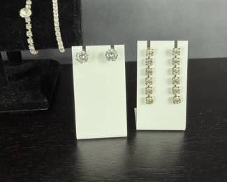 SilverTone Rhinestone Jewelry Bracelets Earrings