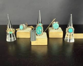 50g Tweeds Shablool Sterling Silver Turquoise Rings