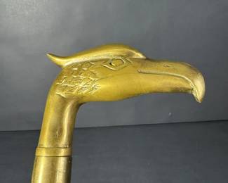 Brass Eagle Head Walking Cane Black Shaft Decorative Gentlemans Cane 35.5 Inches