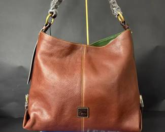 Dooney Bourke Florentine Leather Medium Sac Twisted Strap Hobo Bag Chestnut NWT