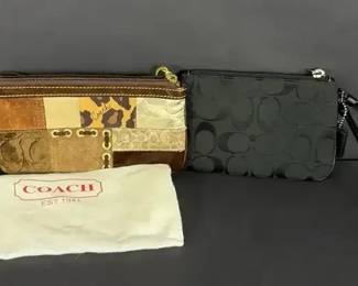 Coach Wristlet Collection Patchwork Signature Black Wristlets w Dust Bag