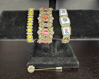Vintage Costume Jewelry Bracelet Stick Pin