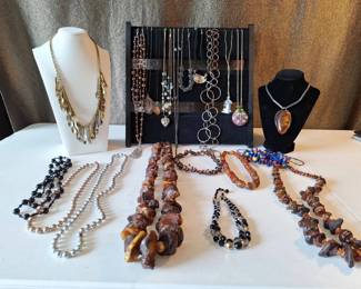 Necklace Collection with Faux Pearl, Pendant AmberTone Styles
