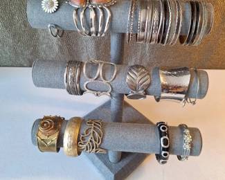 Assorted Fashion Bracelet Bangle Collection with Cuffs, Hinged Stretch Styles