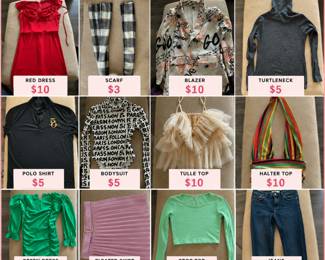 Gently used women's clothing in excellent condition. Name brands, casual, business, dressy, and formal styles available in a variety of sizes. Clean, stylish pieces at amazing estate sale prices. New items added throughout the sale.