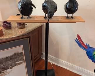 Three Ravens on a stand metal