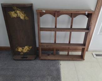 Vintage wooden shelf and tray