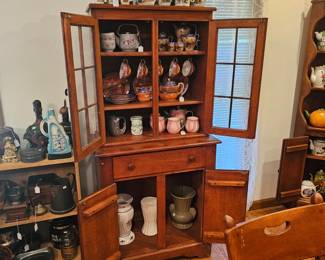 China Cabinet with Pottery