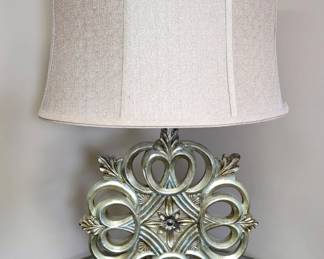 Decorative Table Lamp With Ornate Scrollwork Base