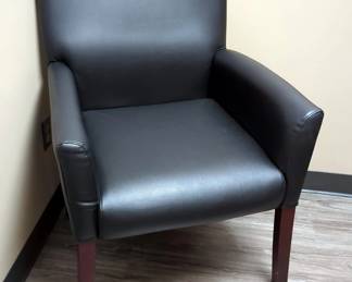 Norstar Faux Leather Armchair With Dark Wood Legs
