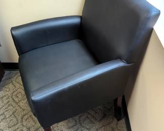 Norstar Faux Leather Armchair With Dark Wood Legs