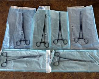 Stainless Steel Surgical Sponge Forceps In Sterilization Pouches