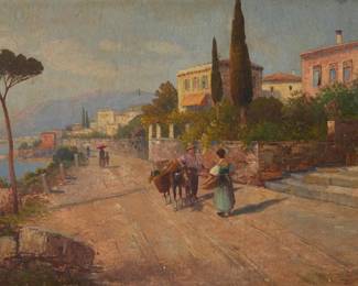 1378 Pietro Toretti (1888-1927) Italian coastal view Oil on canvas Signed lower right: P Toretti 19 x 40in Estimate: $400 - $600