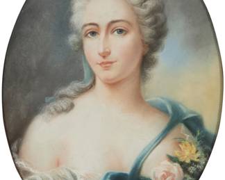 1251 18th Century-style French School Portrait of a lady Pastel on paper Appears unsigned Sight: 23 1/2 x 17 1/2in Estimate: $300 - $500