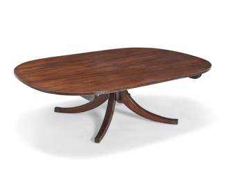 1153 A George III style mahogany coffee table 20th century Raised on four splayed legs 18" H x 62" W x 44" D Estimate: $100 - $200