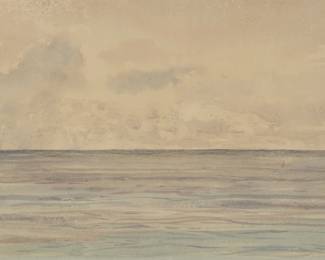 1027 Claude Muncaster (1903-1974) "The Edge of the Tropics," May 1961 Watercolor on paper Appears unsigned; titled and dated (twice) in pencil, in another hand, on two labels affixed to the frame's backing paper: May 1961 Sight: 7 3/4 x 10 3/4in Estimate: $200 - $400