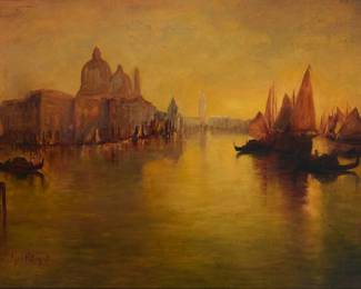 1063 George Henry Bogert (1864-1923) The Grand Canal, Venice Oil on canvas Singed lower left: Geo. H. Bogert; signed again and inscribed with a New York City address, verso 18 1/4 x 28in Estimate: $600 - $800