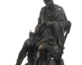 1032 A French patinated bronze figure of Horace After Antoine-Pierre Aubert (1853-1912), 20th century Base impressed verso: 5459 25.75" H x 16.5" W x 18.5" D Estimate: $500 - $700