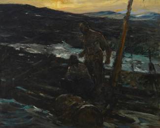 1064 William Ritschel (1864-1949) "Sea Tragedy" Oil on canvas Signed and titled verso: W. Ritschel / N.A. / "Sea Tragedy" 23 3/4 x 28 3/4in Estimate: $600 - $800