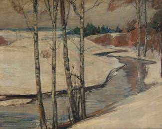 1173 Ejnar Hansen (1884-1965) Winter landscape, 1921 Oil on canvas Signed with initials and dated indistinctly lower right: EH 21 (?) 21 x 28in Estimate: $500 - $700