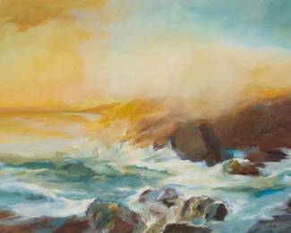 1028 Madge Elliott (20th/21st Century) "Settling In" Oil on canvas Signed lower right: M. Elliott; titled on the stretcher 24 x 36in Estimate: $200 - $300