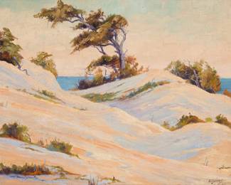 1211 Luther DeJoiner (1886-1954) Coastal sand dunes, 1931 oil on canvasboard Signed and dated lower right: DeJoiner / 31 12 x 15in Estimate: $500 - $700