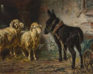 1134 Max Ludwig Liebling (1851-1930) Donkey and rams, 1906 Oil on canvas Signed and dated lower left: M. Liebling / 06 20 x 27.75in Estimate: $600 - $800