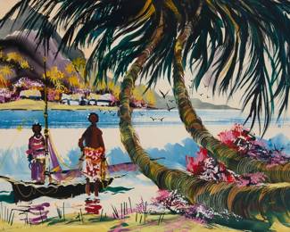 1398 Paul Blaine Henrie (1932-1999) Hawaii, 1968 Watercolor and gouache on paper Signed and dated lower right: Paul Blaine Henrie '68 Sight: 29 1/2 x 39 1/2in Estimate: $500 - $700