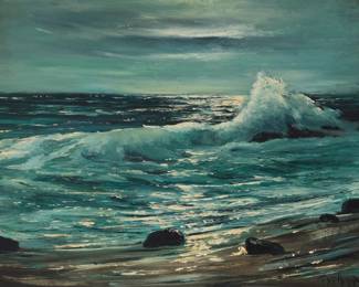 1019 Violet Parkhurst (1921-2008) Sparkling ocean Oil on Masonite Signed lower right: Parkhurst 22 x 30in Estimate: $600 - $800