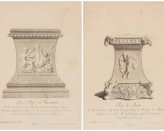 1039 Antonio Maria Zanetti the elder (1680–1757); and Antonio Maria Zanetti the younger (1706–1778) Two plates from "Delle Antiche Statue Greche e Romane, che nell' antisala della libreria di San Marco, e in altri luoghi pubblici di Venezia si trovano," 1740-43 Two works: "Ara, o Base con Baccanali" (Bacchic altar), engraved by Bartolomeo Crivellari Engraving on paper From the edition of unknown size Plate: 15 x 10 1/2in; Sight: 15 5/8 x 11 1/8in "Ara di Marte" (an altar to Mars), engraved by Bartolomeo Crivellari Engraving on paper From the edition of unknown size Plate: 15 x 10 5/8in; Sight: 15 5/8 x 11 1/8in Estimate: $200 - $300