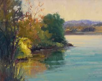 1164 Jacobus Baas (b. 1945) "Niguel Lake Shore," 2003 Oil on linen mounted to board Signed lower right: Jacobus; signed, titled, dated and numbered verso: Jacobus / 1297-03 / © 12 x 16in Estimate: $600 - $800